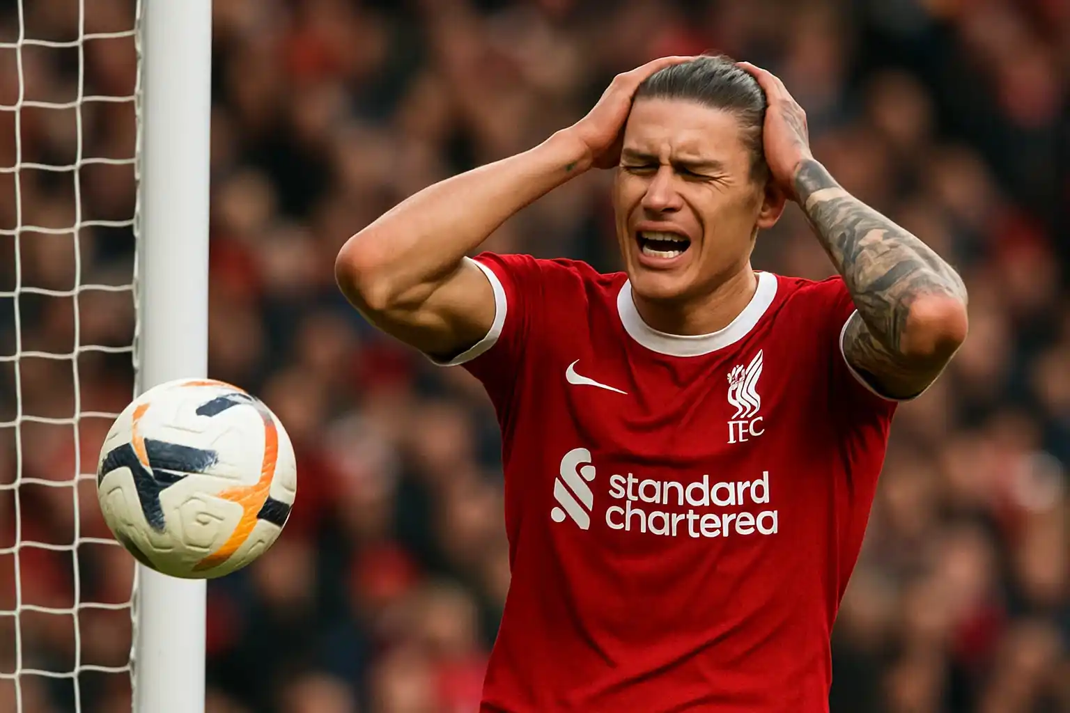 Darwin Nunez bỏ lỡ cơ hội ghi bàn đáng tiếc